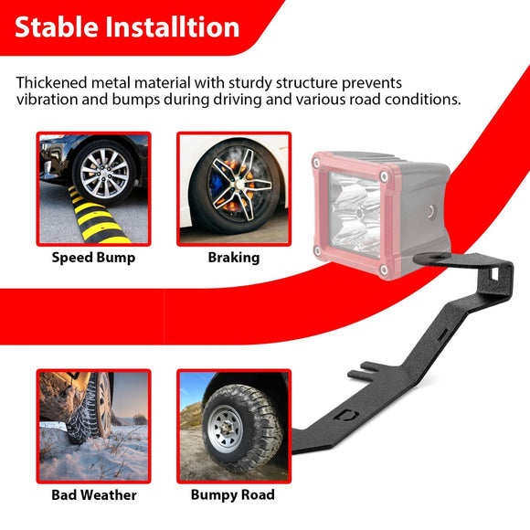 2019 - 2021 GMC Sierra 1500 Heavy - Duty Steel Hood Hinge LED Ditch Light Bracket | Bolt - On - WeiSen - 70104075