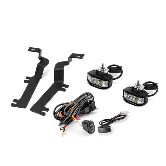 2019 - 2022 Chevrolet Silverado 1500 White&Amber Strobe 3.5 Inch LED Hood Hinge Ditch Light Pods w/ Wiring Harness Kit - WeiSen - 70104031+70201013