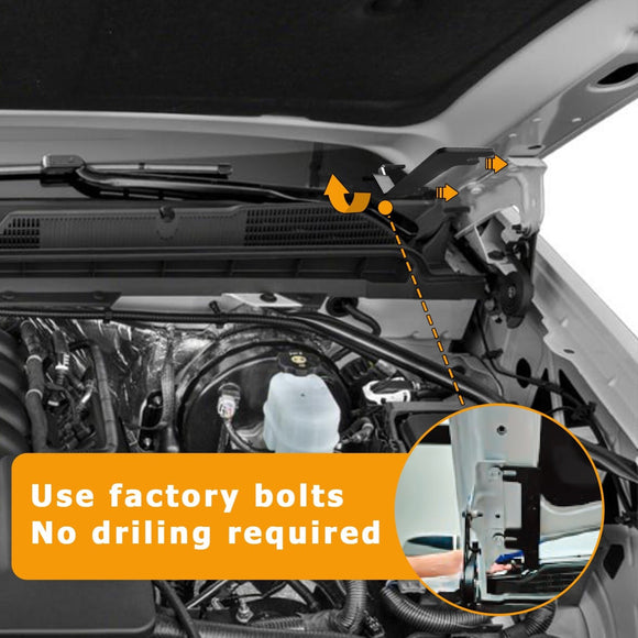 2019 - 2022 Chevrolet Silverado 1500 White&Amber Strobe 3.5 Inch LED Hood Hinge Ditch Light Pods w/ Wiring Harness Kit - WeiSen - 70104031+70201013