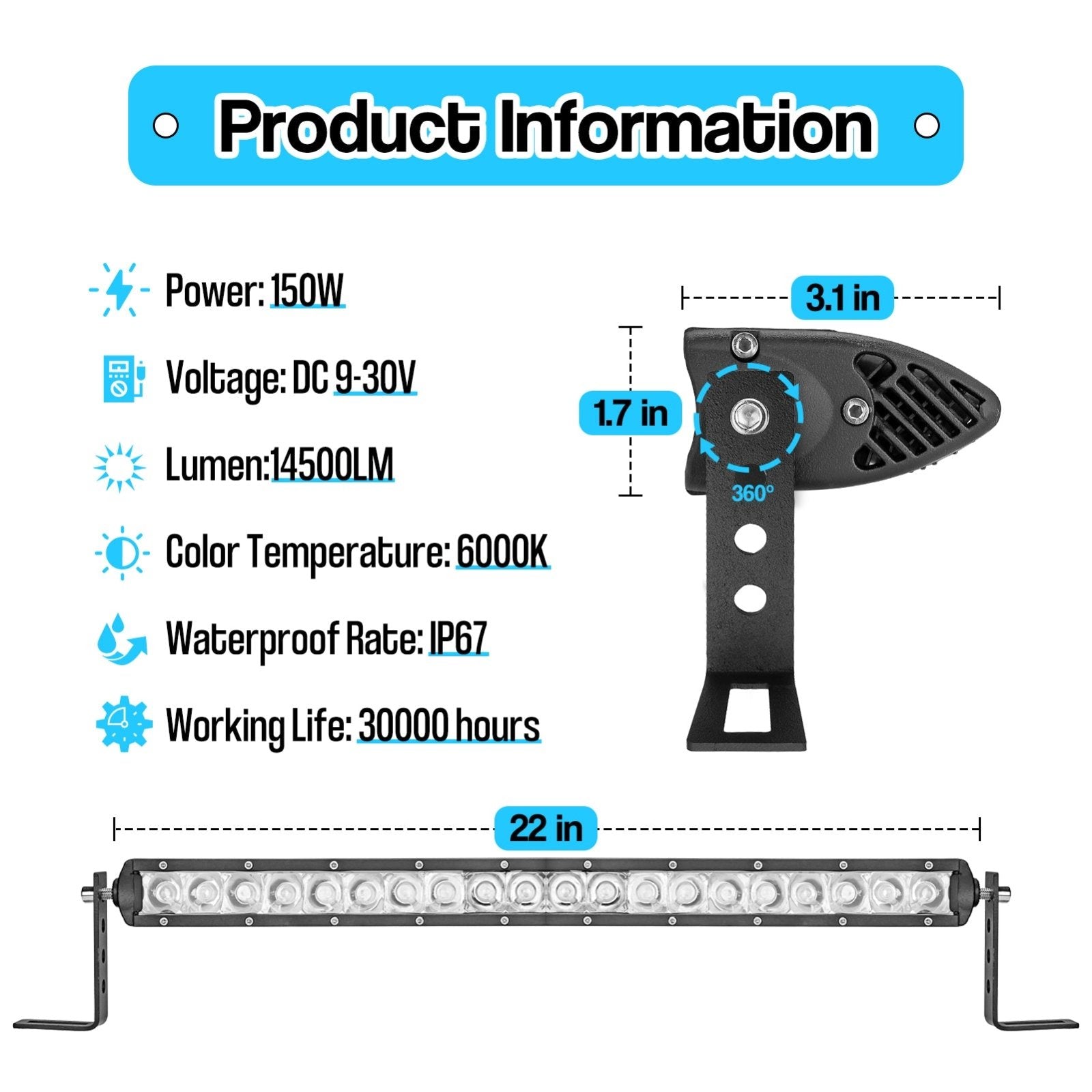 2019-2023 5th Gen Dodge Ram 2500/3500 Hidden Front Bumper Grill 22" LED Light Bar Kit - Weisen