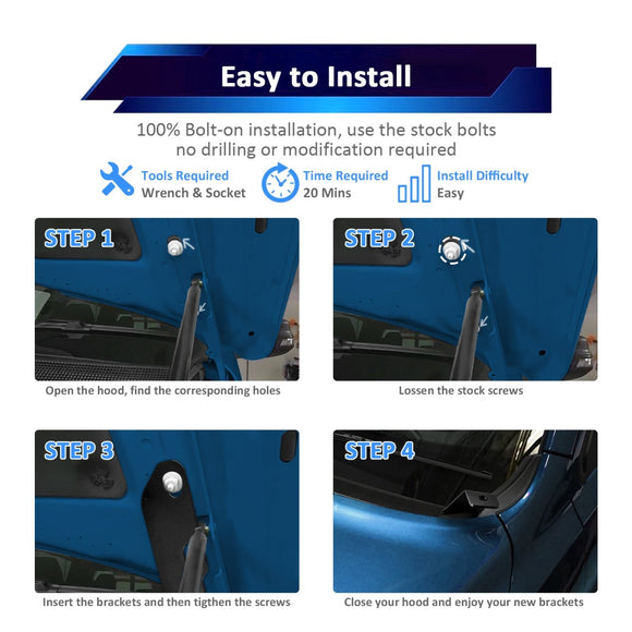 2019 - 2024 5th Gen Toyota RAV4 Hood Hinge 3" White & Amber Strobe LED Ditch Light Pod Kit - WeiSen - 70104045+70201007