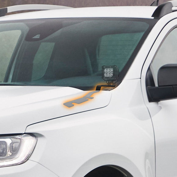 2019 - 2023 Ford Ranger White&Amber Strobe 3.5 Inch LED Hood Hinge Ditch Light Pods w/ Wiring Harness Kit - WeiSen - 70104027+70201013