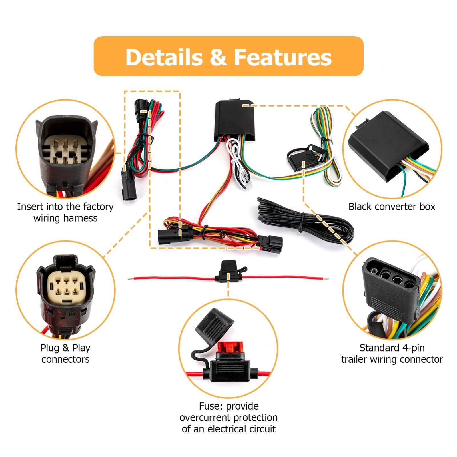 2019 - 2023 Jeep Cherokee Plug&Play 4 - Pin Trailer Wiring Harness Kit | Connect Trailer Taillight Brake Turn Signal Light - Weisen