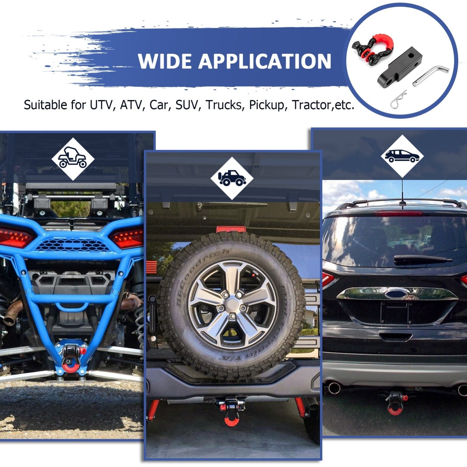 2019 - 2023 KAWASAKI MULE PRO MX Heavy - Duty Steel Front Trailer Hitch & 2" Shackle Hitch Receiver Kit - Weisen