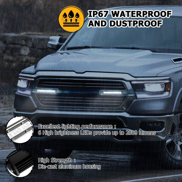 2019 - 2024 5th Gen Dodge Ram 1500 2Pcs 6" Recessed LED Grille Light Bar Kit - WeiSen - 70103005