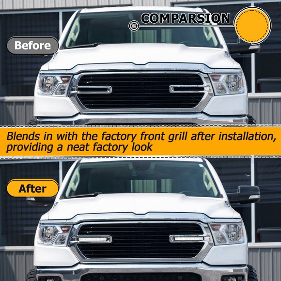 2019 - 2024 5th Gen Dodge Ram 1500 2Pcs 6" Recessed LED Grille Light Bar Kit - WeiSen - 70103005