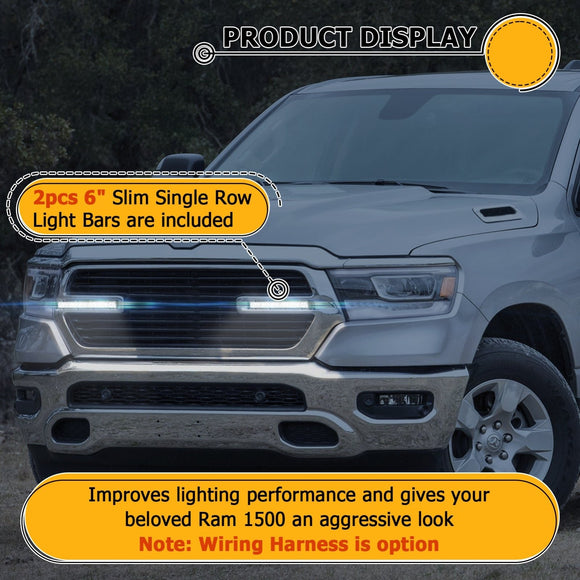 2019 - 2024 5th Gen Dodge Ram 1500 2Pcs 6" Recessed LED Grille Light Bar Kit - WeiSen - 70103005