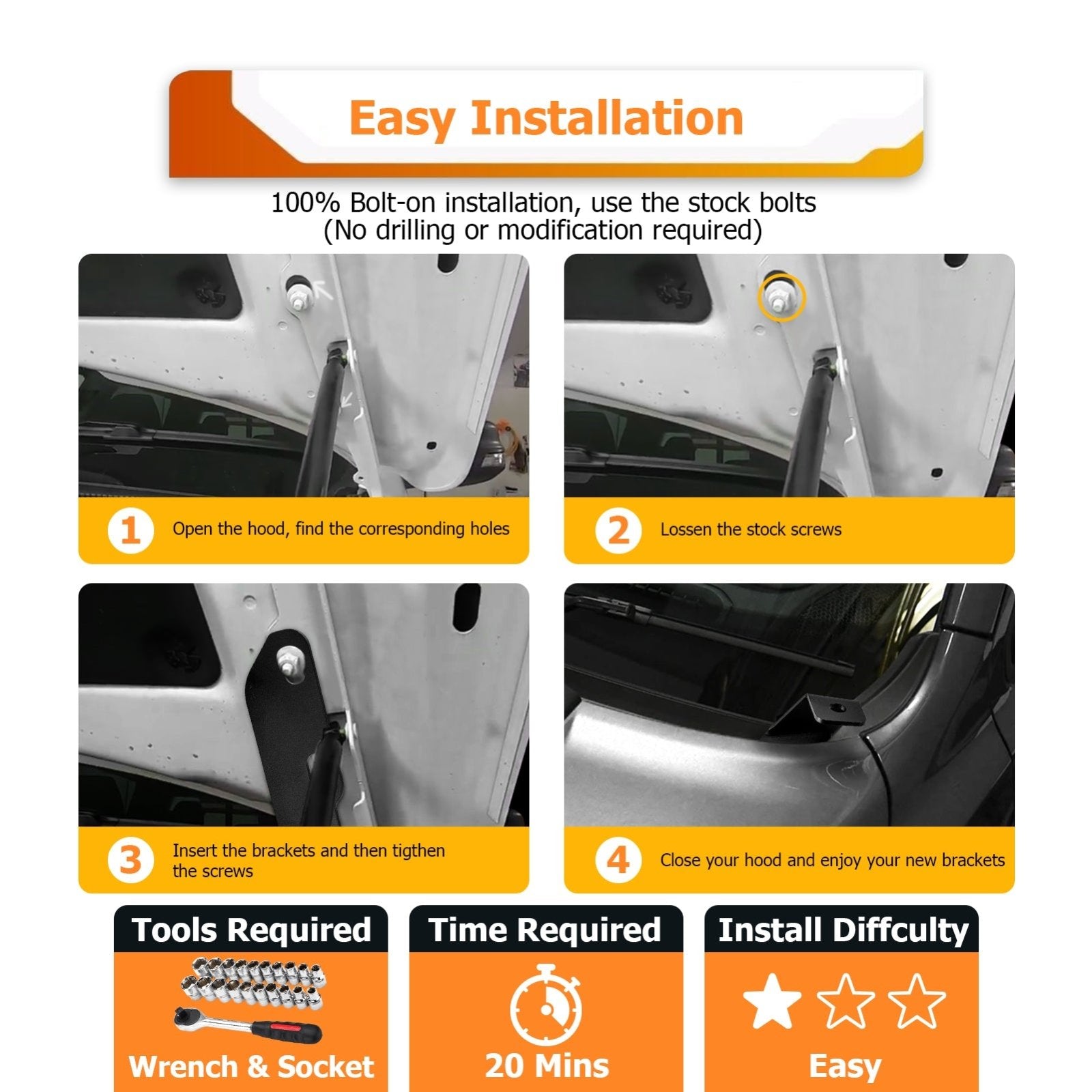 2019 - 2024 5th Gen Toyota RAV4 White&Amber Strobe 3.5 Inch LED Hood Hinge Ditch Light Pods w/ Wiring Harness Kit - WeiSen - 70104045+70201013