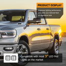 2019 - 2024 DODGE RAM 1500 Hood Hinge 3" White & Amber Strobe LED Ditch Light Pod Kit - WeiSen - 70104009+70201007
