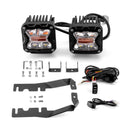 2019 - 2024 DODGE RAM 1500 Hood Hinge 3" White & Amber Strobe LED Ditch Light Pod Kit - WeiSen - 70104009+70201007