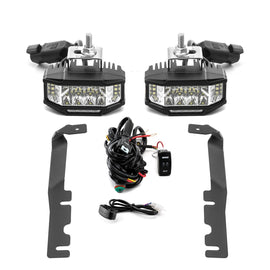 2019 - 2024 Dodge Ram 1500 White&Amber Strobe 3.5 Inch LED Hood Hinge Ditch Light Pods w/ Wiring Harness Kit - WeiSen - 70104009+70201013