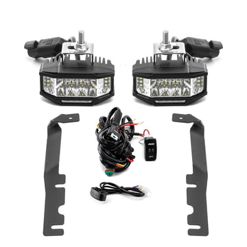 2019 - 2024 Dodge Ram 1500 White&Amber Strobe 3.5 Inch LED Hood Hinge Ditch Light Pods w/ Wiring Harness Kit - WeiSen - 70104009+70201013