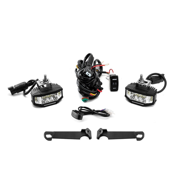 2019 - 2024 Dodge Ram 2500/3500 White&Amber Strobe 3.5 Inch LED Hood Hinge Ditch Light Pods w/ Wiring Harness Kit - WeiSen - 70104041+70201013