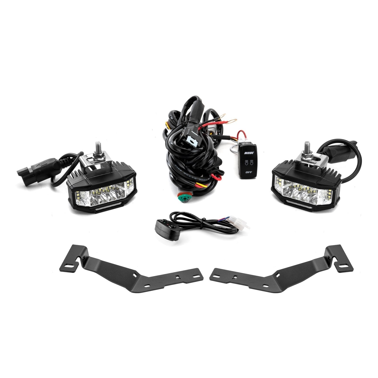 2019 - 2024 Dodge Ram 2500/3500 White&Amber Strobe 3.5 Inch LED Hood Hinge Ditch Light Pods w/ Wiring Harness Kit - WeiSen - 70104064+70201013