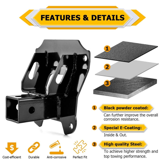 2019 - 2024 Honda Talon 1000R 1000X 1000 - 4 Heavy - Duty Steel Rear Adjustable Trailer Hitch Ball Mount Receiver Kit - WeiSen - 80107011+70304025