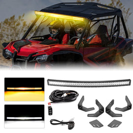 2019 - 2024 Honda Talon 1000X/1000R Roof 42" White&Amber Dual Rows Curved LED Light Bbar Bracket Set - WeiSen - 80101024+70202020