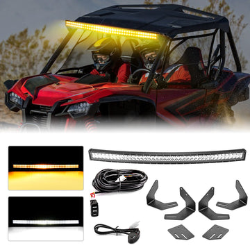 2019 - 2024 Honda Talon 1000X/1000R Roof 42" White&Amber Dual Rows Curved LED Light Bbar Bracket Set - WeiSen - 80101024+70202020