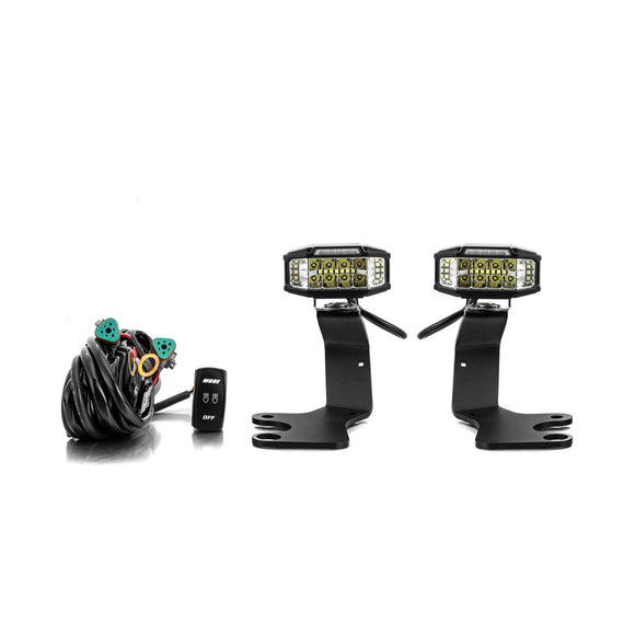 2019 - 2024 Subaru Forester & 2020 - 2025 Subaru Outback White&Amber Strobe 3.5 Inch LED Hood Hinge Ditch Light Pods w/ Wiring Harness Kit - WeiSen - 70104056+70201013