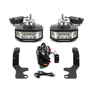 2019 - 2024 Subaru Forester & 2020 - 2025 Subaru Outback White&Amber Strobe 3.5 Inch LED Hood Hinge Ditch Light Pods w/ Wiring Harness Kit - WeiSen - 70104056+70201013