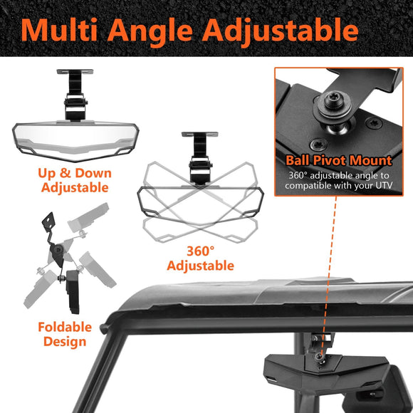 2019 - 2025 CFMOTO Uforce 1000 & 2022 - 2025 Uforce 1000 XL Center Rear View Mirror | HD Shatterproof Glass - WeiSen - 80301050