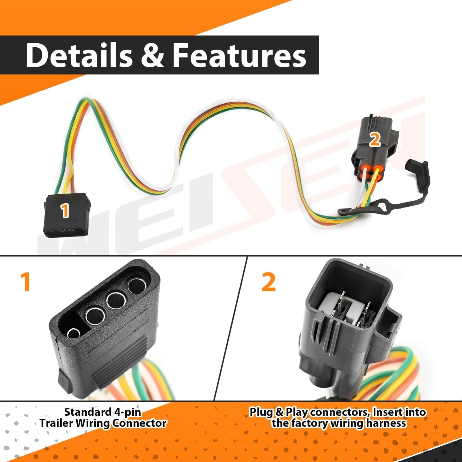 2019 - 2025 Chevrolet Blazer Excluding EV Cadillac XT5 XT6 Vehicle - Side 4 - Pin Trailer Wiring Harness - WeiSen - 70206075