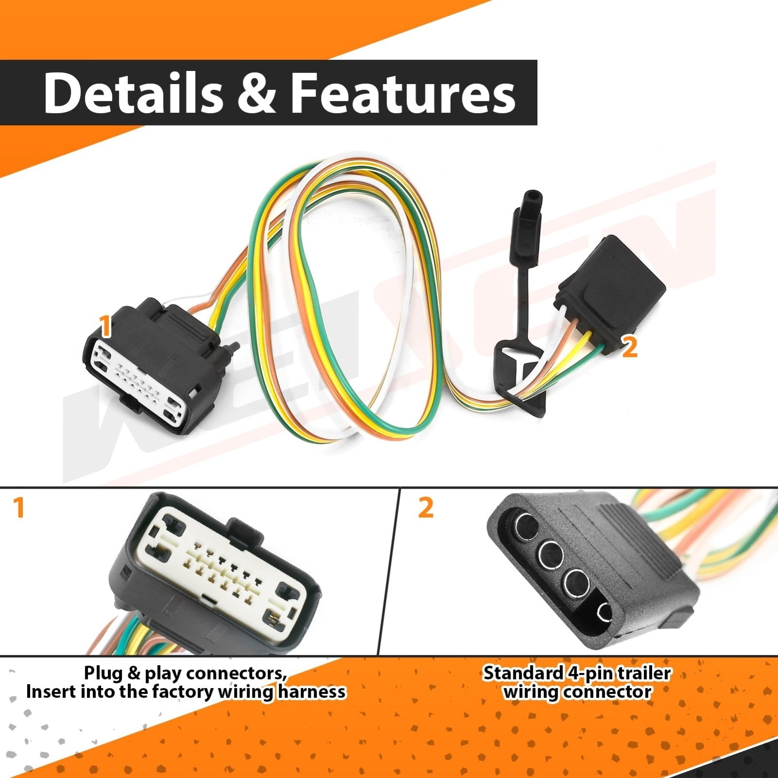 2019 - 2025 Chevrolet Blazer Excluding EV Cadillac XT5 XT6 Vehicle - Side 4 - Pin Trailer Wiring Harness - Weisen