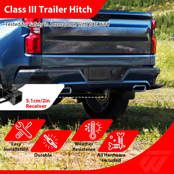 2019 - 2025 Chevrolet Silverado 1500 / GMC Sierra 1500 Heavy - Duty Steel Class 3 Trailer Hitch 2" Receiver - WeiSen - 70108031