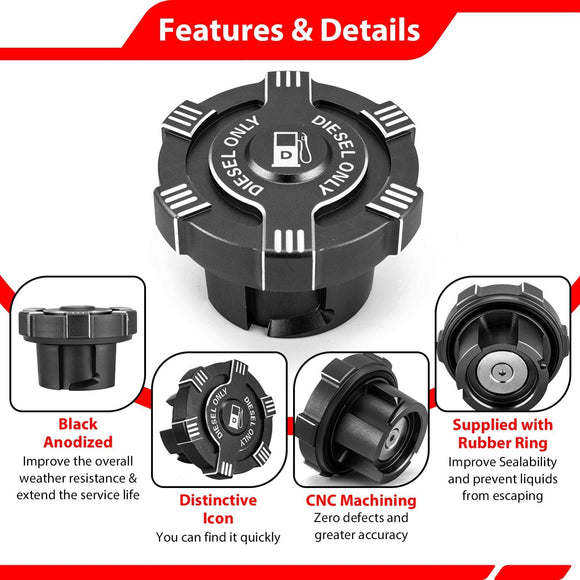 2019 - 2025 Dodge Ram 1500 2500 3500 Diesel Models Aluminum Magnetic Diesel Fuel Cap - WeiSen - 70501015
