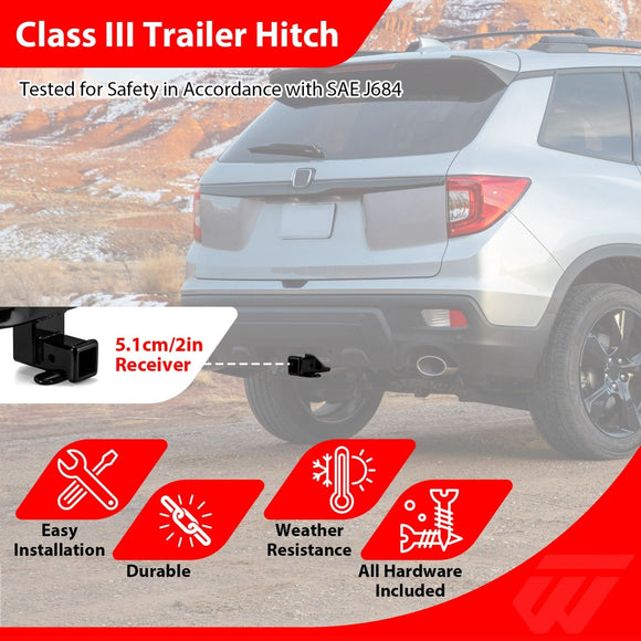 2019 - 2025 Honda Passport Heavy Duty Steel Class 3 Trailer Hitch 2" Receiver - WeiSen - 70108030