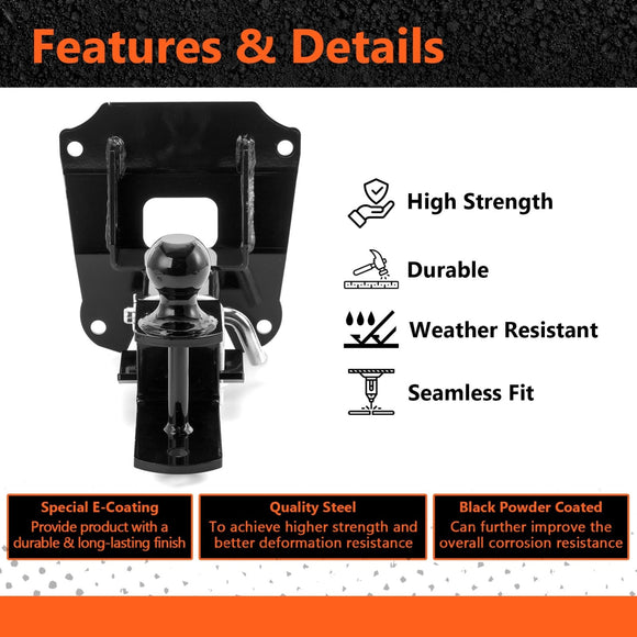 2019 - 2025 Honda Talon 1000R 1000X 1000 - 4 UTV Rear Receiver Hitch Kit w/ 2 - Inch Trailer Hitch 3 - in - 1 Ball Mount 5/8" Lock Pin Tightener - WeiSen - 8010701103