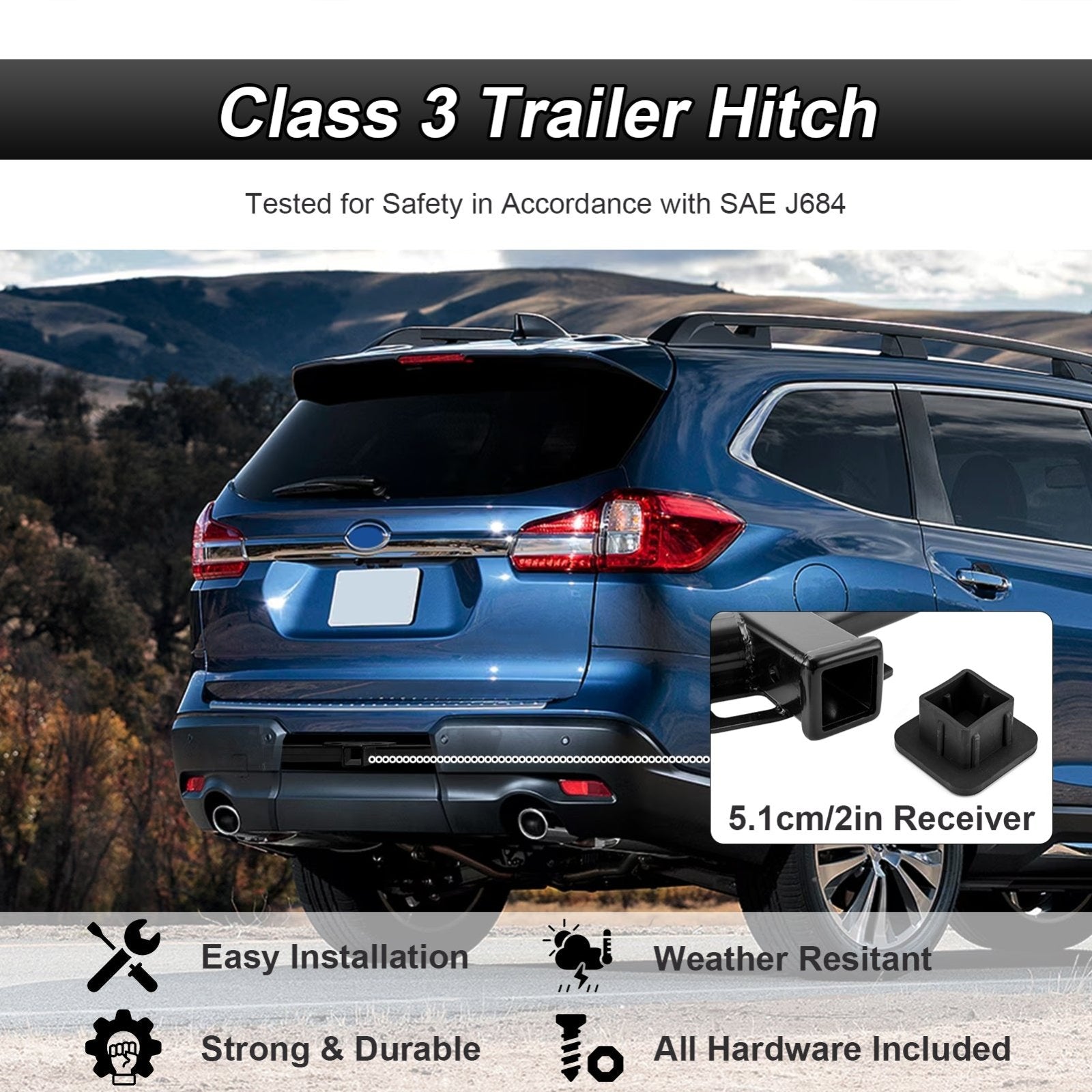 2019 - 2025 Subaru Ascent No Drill Class 3 Trailer Hitch 2