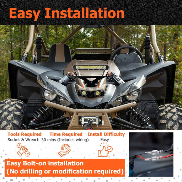 2019-2025 Yamaha YXZ UTV Hood 12" Single-row Straight Light Bar Kit - WeiSen - 8011200302