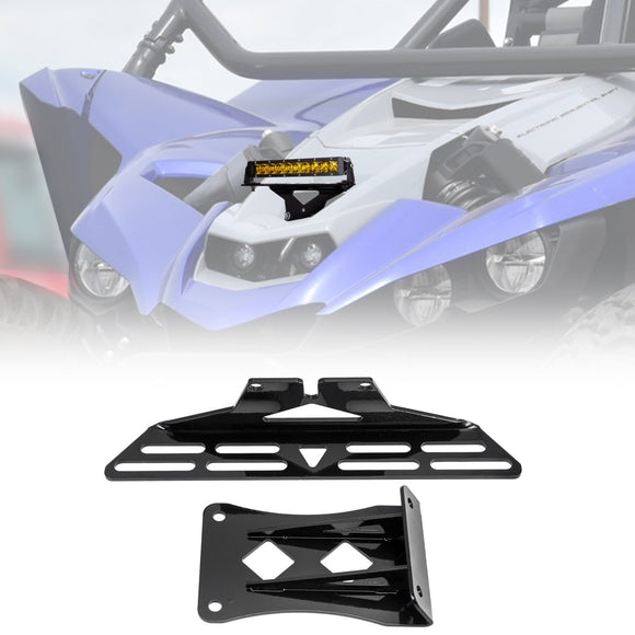 2019 - 2025 Yamaha YXZ UTV Matte Black Hood Light Mount Bracket | Bolt - On 6 - 12" Light Bar Bracket, Shock Tower Pod Light Mount - WeiSen - 80112003