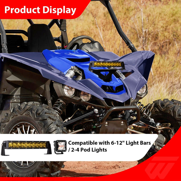 2019 - 2025 Yamaha YXZ UTV Matte Black Hood Light Mount Bracket | Bolt - On 6 - 12" Light Bar Bracket, Shock Tower Pod Light Mount - WeiSen - 80112003