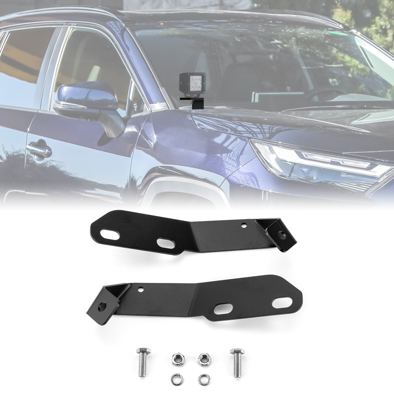 2019 - 2024 5th Gen Toyota RAV4 Heavy Duty Steel Hood LED Work Light Mount Bracket - WeiSen - 70104045