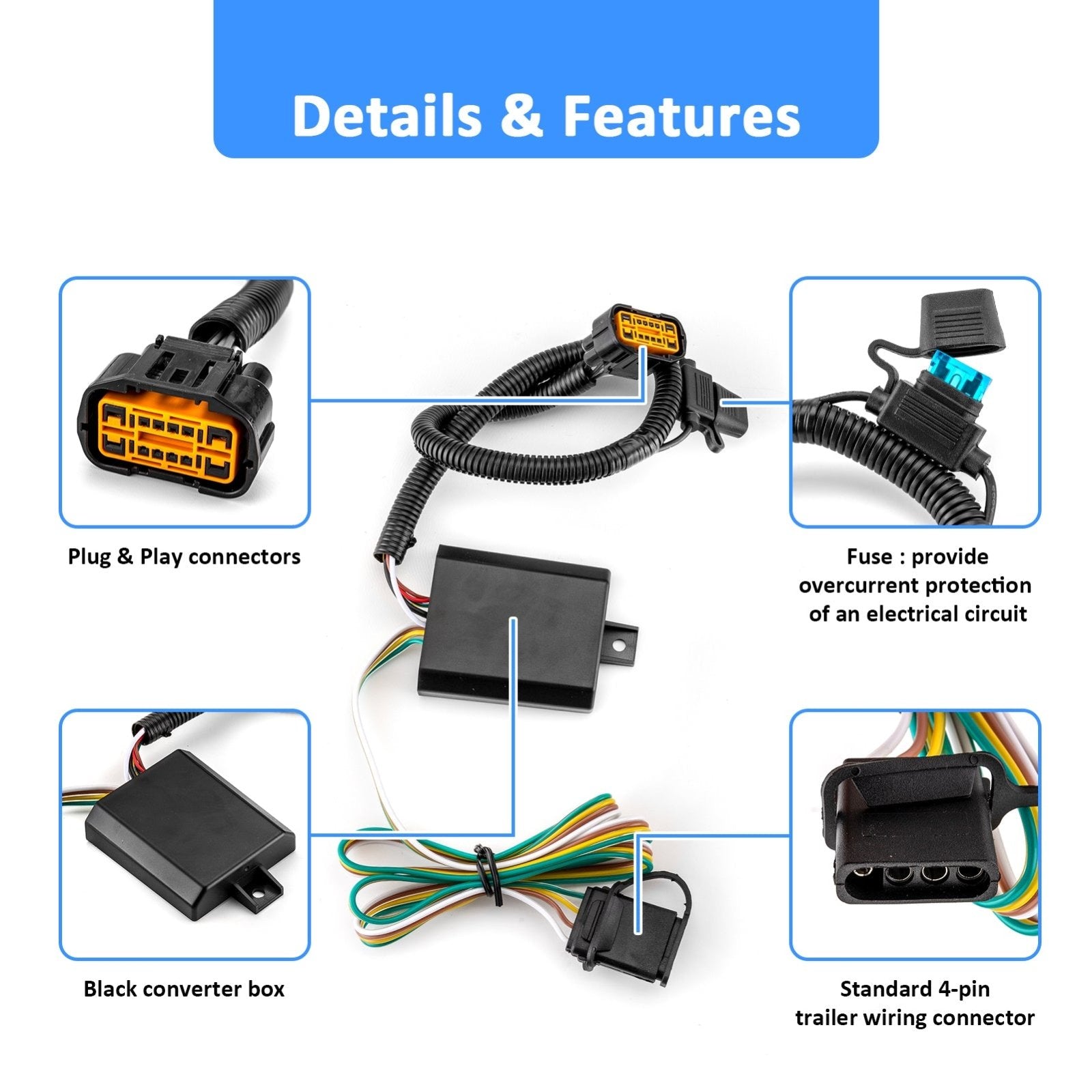 2020 - 2022 Hyundai Palisade No Drill Class 3 Trailer Hitch 2" Receiver & Plug&Play 4 - Pin Trailer Wiring Harness - WeiSen - 70108019+70206013