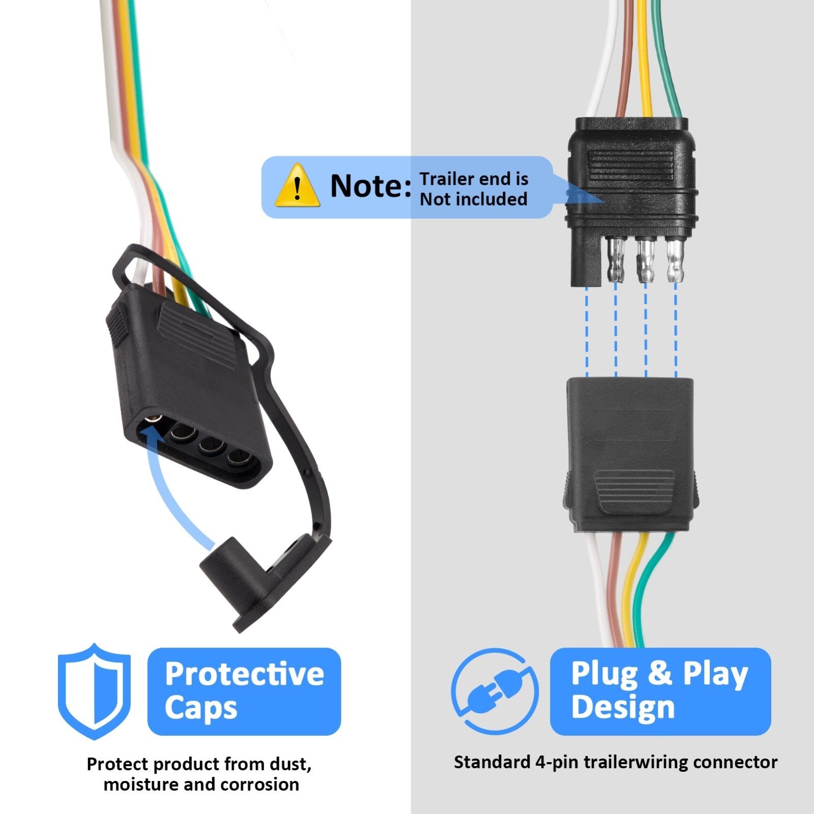 2020 - 2022 Hyundai Palisade No Drill Class 3 Trailer Hitch 2" Receiver & Plug&Play 4 - Pin Trailer Wiring Harness - WeiSen - 70108019+70206013