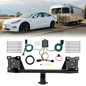 2020 - 2023 Tesla Model 3 No Drill Class 3 Trailer Hitch 2" Receiver & Plug&Play 4 - Pin Trailer Wiring Harness - WeiSen - 70108011+70206077