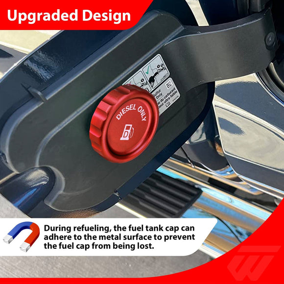 2020 - 2024 Chevrolet Silverado 1500 / GMC Sierra 1500 Anodized Red 6061 Aluminum Magnetic Diesel Fuel Cap - WeiSen - 70501019