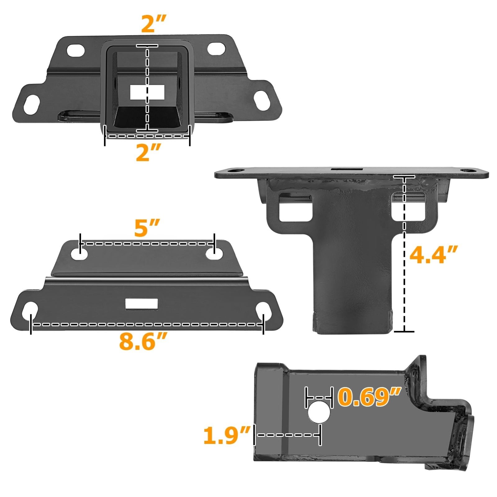 2020 - 2024 Kawasaki Teryx KRX 1000 Heavy - Duty Steel Rear Trailer Hitch & Shackle Hitch Receiver Kit - Weisen