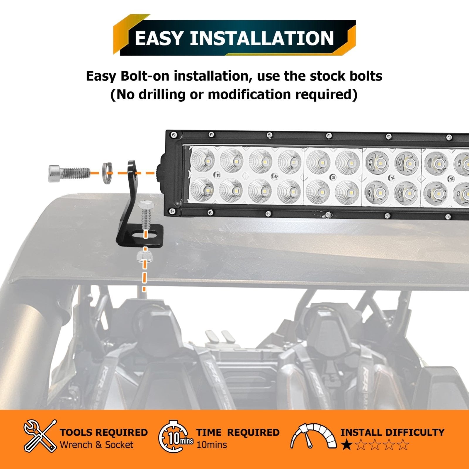 2020-2024 Polaris RZR Pro XP 4 / Pro XP Amber White Strobe 32" Dual Row Curved 180w LED Light Bar - Weisen