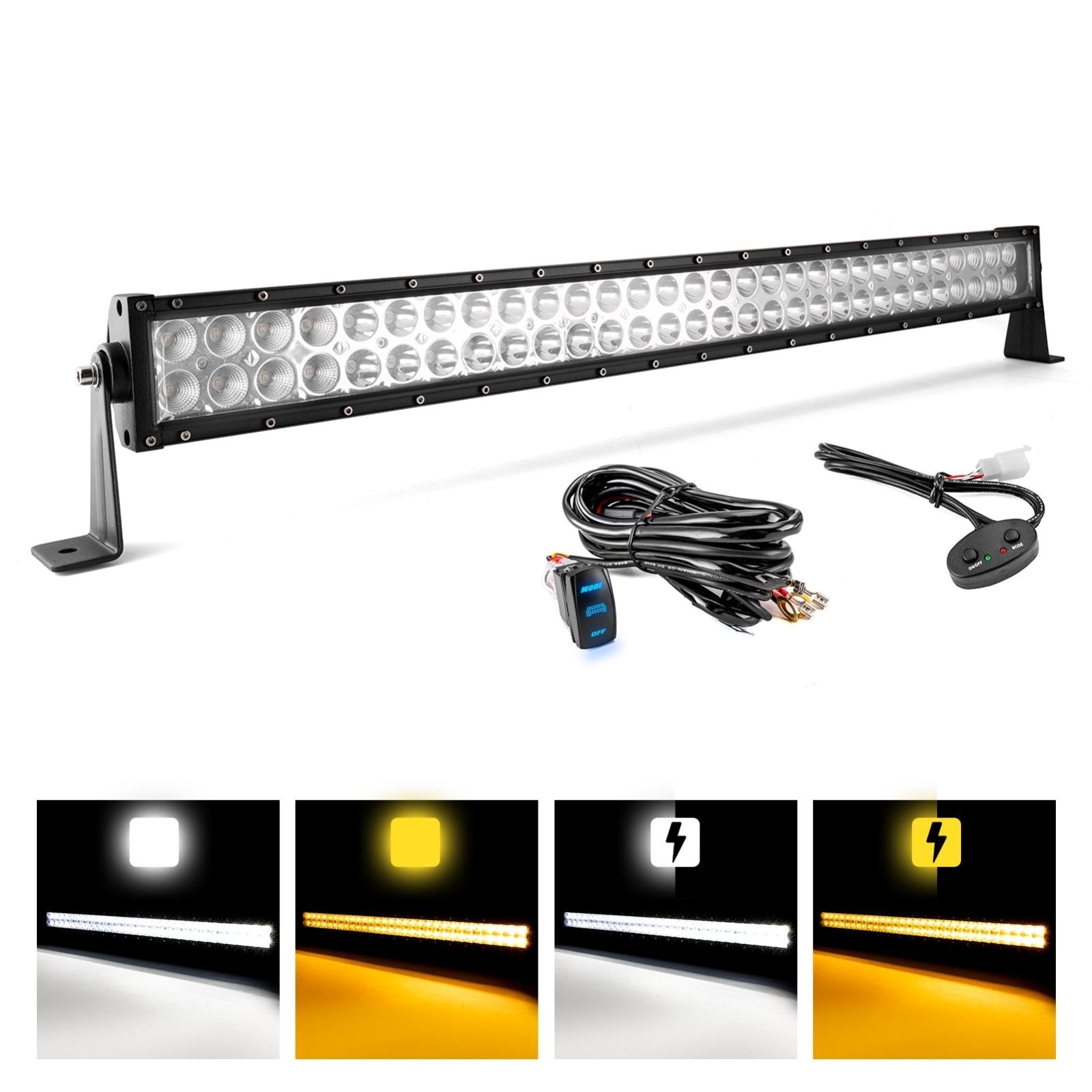 2020 - 2024 Polaris RZR Pro XP / Pro XP 4 Roof Strobe Amber/White 32" Dual Row Straight 180w LED Light Bar Kit - Weisen