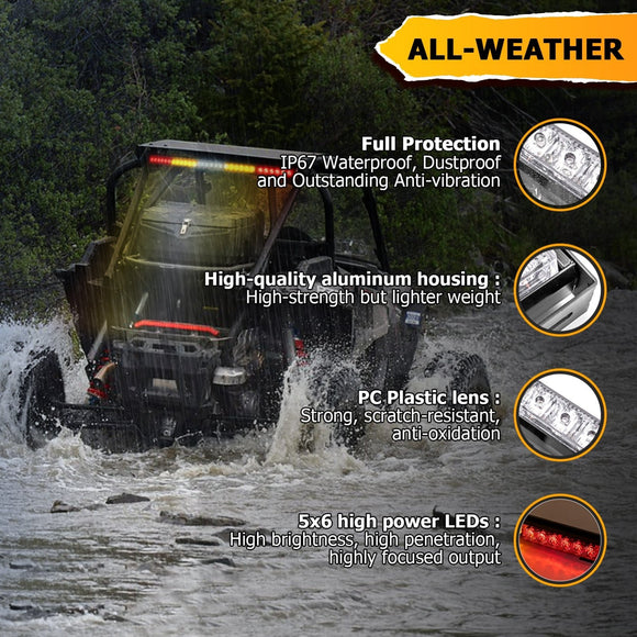 2020 - 2024 Polaris RZR Pro XP Turbo R UTV Rear Multi - Function 30" LED Chase Strobe Light Bar Kit - WeiSen - 80104008+80208001