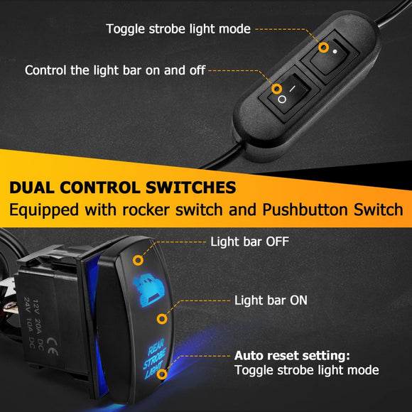 2020 - 2024 Polaris RZR Pro XP Turbo R UTV Rear Multi - Function 30" LED Chase Strobe Light Bar Kit - WeiSen - 80104008+80208001