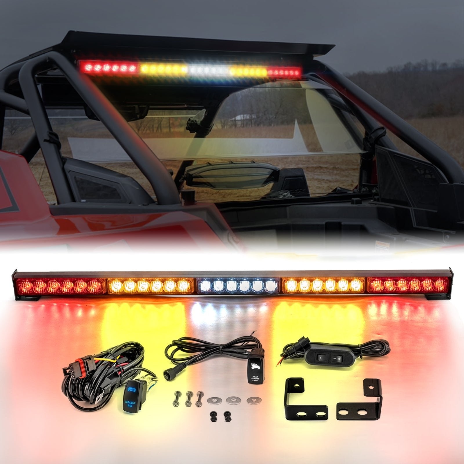 2020-2024 Polaris RZR Pro XP Turbo R UTV Rear Multi-Function 30" LED Chase Strobe Light Bar Plug & Play Kit - Weisen