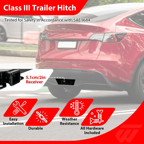 2020 - 2024 Tesla Model Y Heavy - Duty Steel Class 3 Trailer Hitch 2" Receiver - WeiSen - 70108024