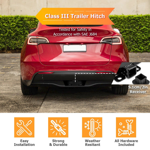 2020 - 2024 Tesla Model Y No - Drill Heavy Duty Steel Class 3 Trailer Hitch 2" Receiver - WeiSen - 70108012