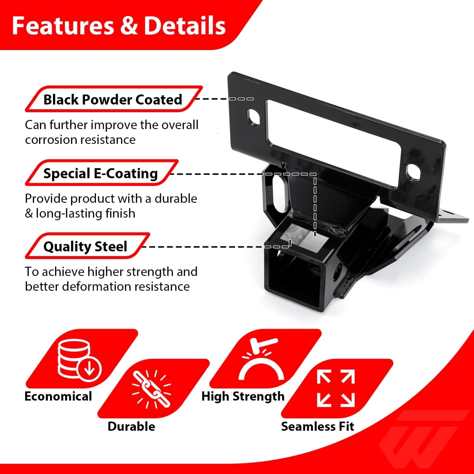 2020 - 2025 Can Am Defender PRO/Max/6x6 Steel Bolt - On 2" Front Lower Receiver Hitch - WeiSen - 80107027
