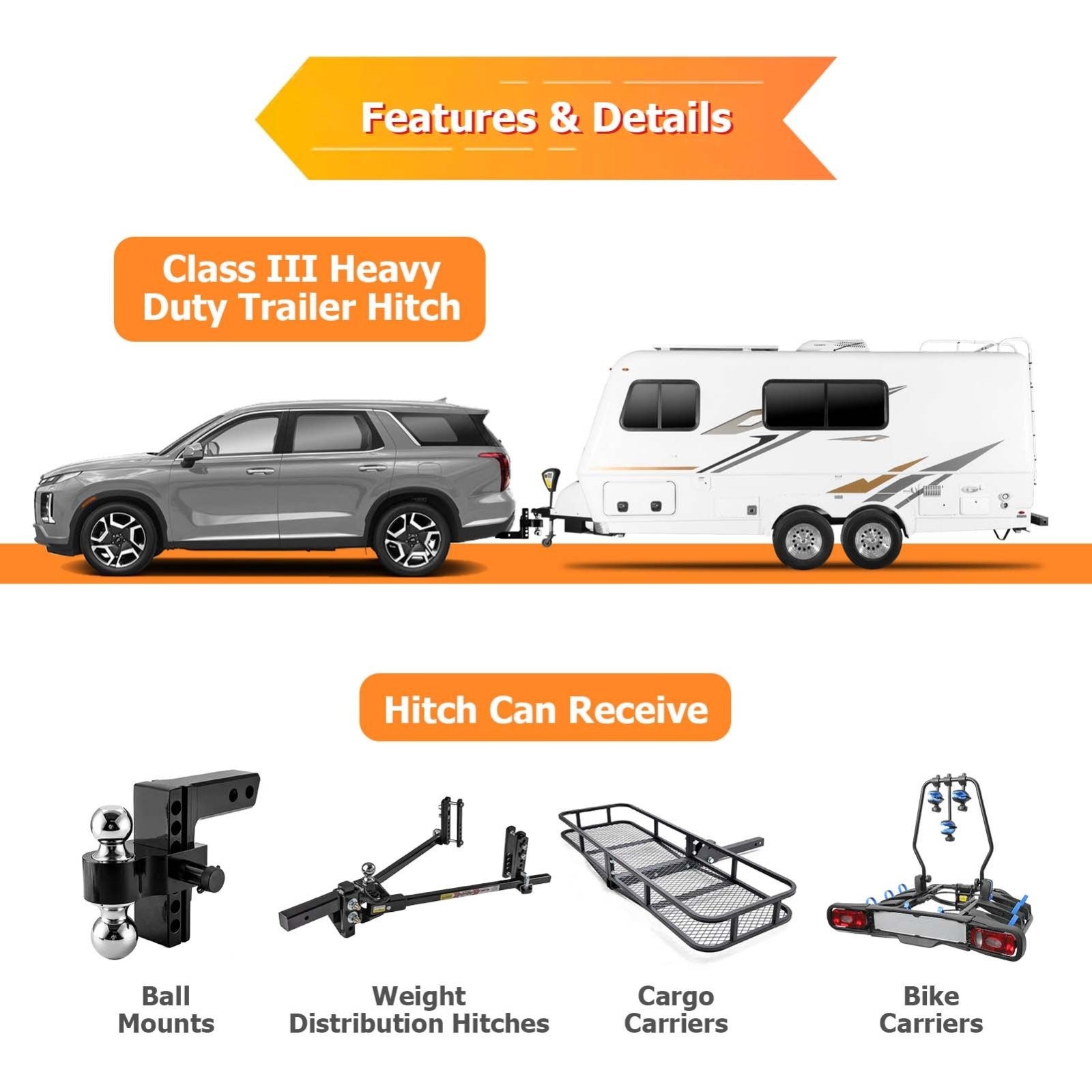 2020 - 2025 Hyundai Palisade Heavy - Duty Steel Class 3 Trailer Hitch 2" Receiver - WeiSen - 70108019
