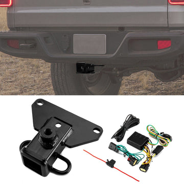 2020 - 2025 Jeep Gladiator JT Rear Class 3 Trailer Hitch 2" Receiver with 4 - Pin Trailer Wiring Harness Kit - WeiSen - 70108008+70206001